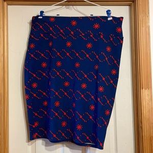 Women Blue and Red Patterned Skirt